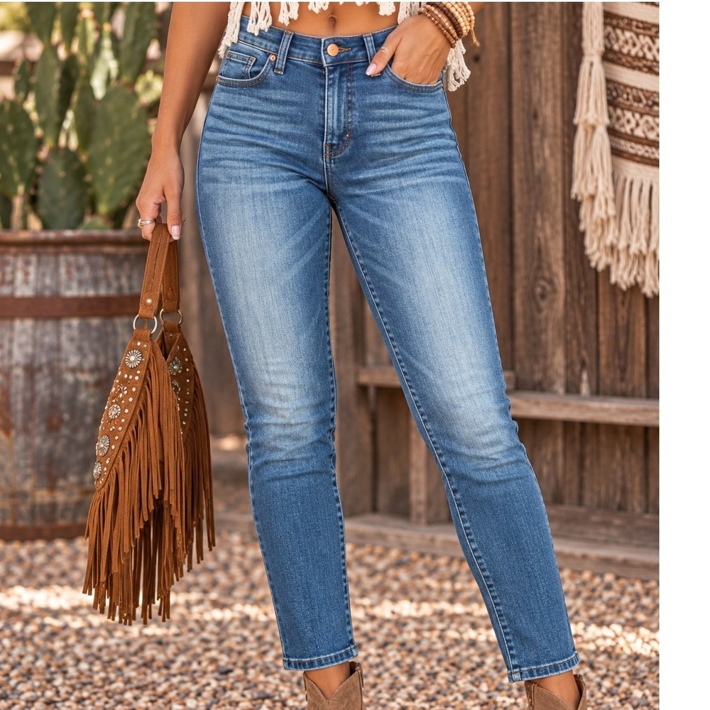 Madewell Stovepipe Jeans 25P High Rise Straight Leg Blue Denim Petite Wash Crop